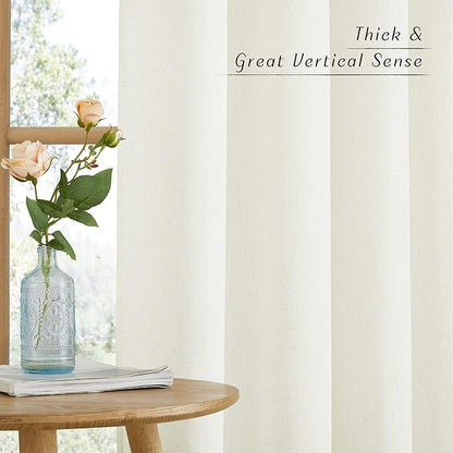 NICETOWN Off White Linen Curtains 84 inch Length, Grommet Privacy Added Thick - Image 6