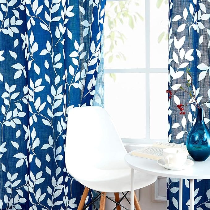Treatmentex White and Blue Curtains - Image 5