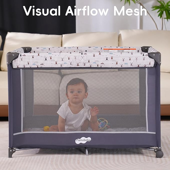 Pamo Babe Pack and Play with Bassinet, Portable Playard - Image 4