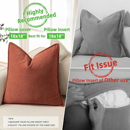 ZWJD Rust Throw Pillow Covers 18x18 Set of 2 Chenille Fall Pillow Covers - Image 5