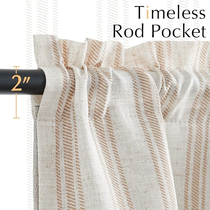 jinchan Striped Linen Valance Curtain Blackout Double Layer Valance - Image 7