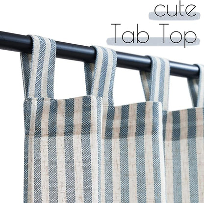 jinchan Tab Top Linen Kitchen Curtains 36 Inches Striped Tier Curtains - Image 2