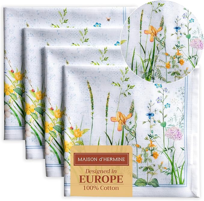 Maison d' Hermine Cloth Napkins Set of 4 100% Cotton Everyday Reusable Square by MaisondHermine