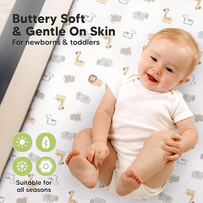 2-Pack Waterproof Pack and Play Sheets, Mini Crib Sheets Fitted - Image 4