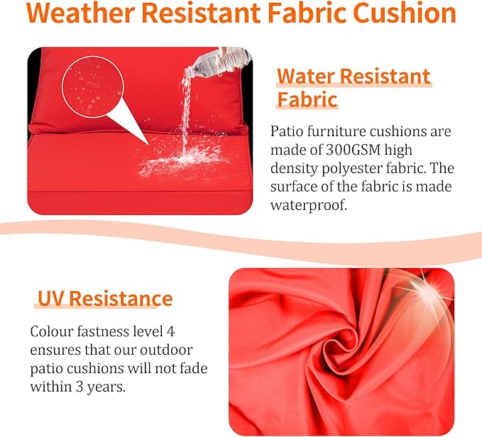 24x24'' Outdoor Chair Cushion Set of 2, UV&Fade Resistant Deep Seat Patio - Image 4