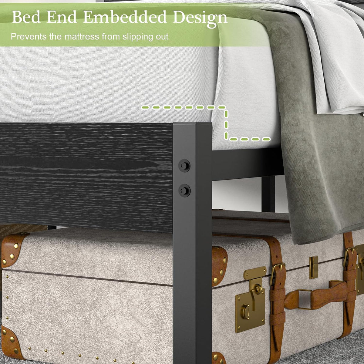 vecelo queen size bed frame - heavy-duty metal on a desk or shelf