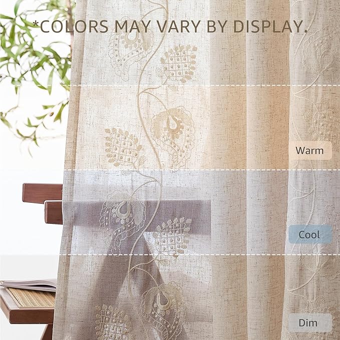 jinchan Linen Paisley Curtains 84 Inch Long - Image 6