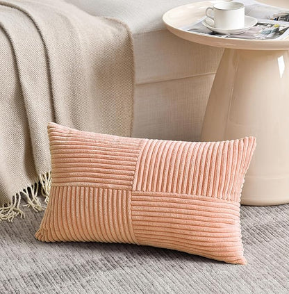Fancy Homi 2 Packs Peach Long Lumbar Decorative Throw Pillow Covers 16x24 Inch - Image 2