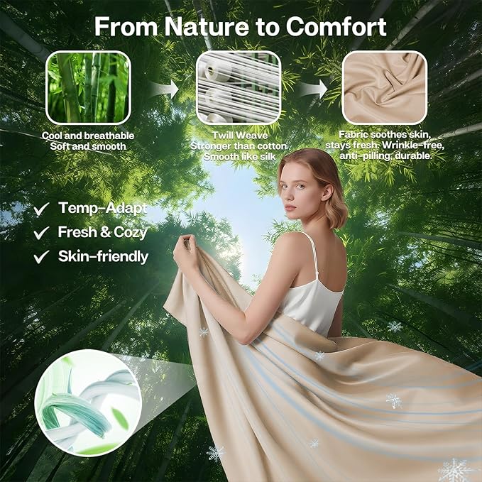 MR&HM Twin Fitted Sheet Only, Ultra-Soft Rayon Derived from Bamboo & Polyester - Image 2