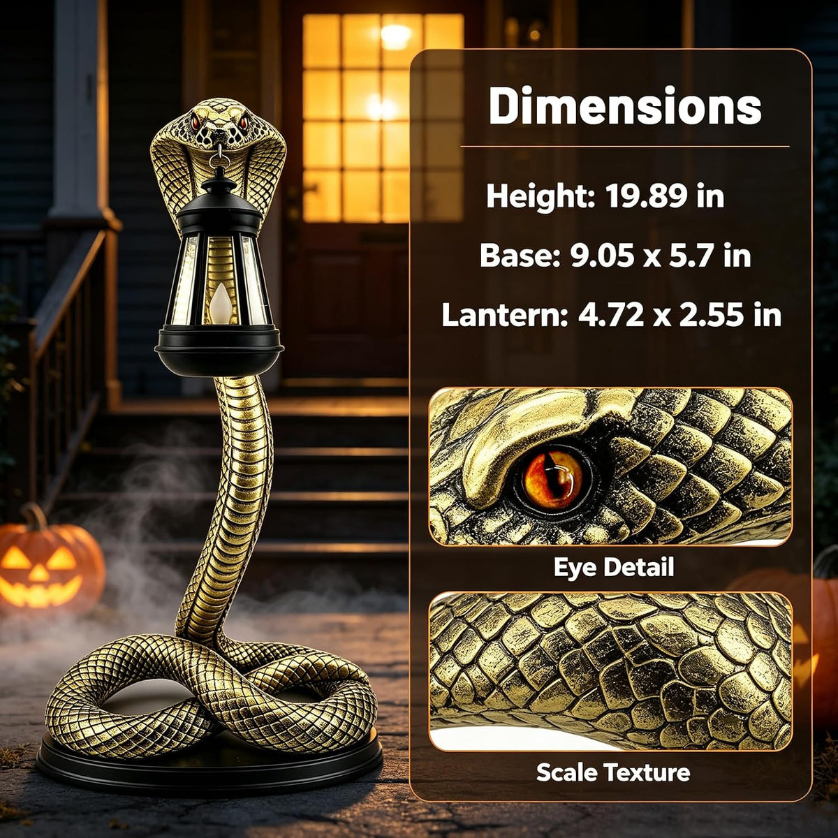 Halloween Decor Solar Snake Garden Statue,19.89'' Snake for Yard Lawn Garden Patio Scary Halloween Decorations,Indoor Haunted House Prop and Home Party Decor