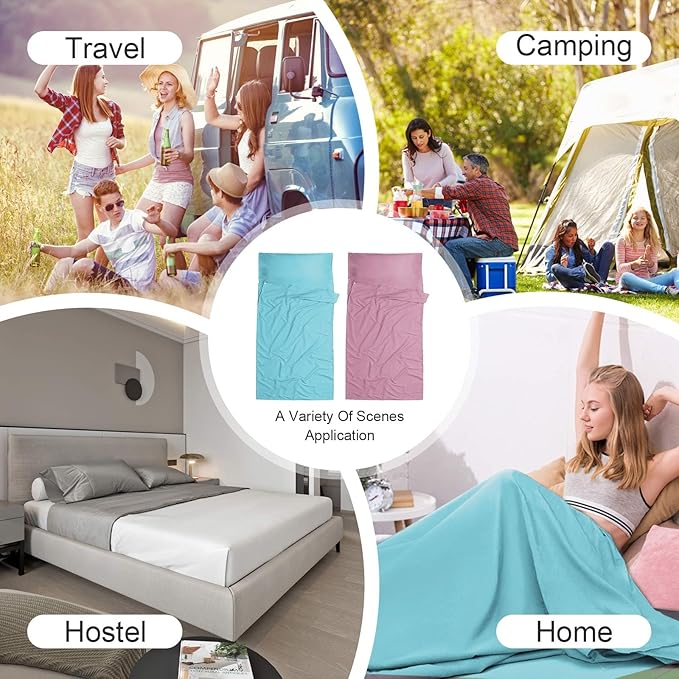 Sleeping Bag Liner, Travel Sheet & Adult Sleep Sack, Camping Sheets Travel - Image 6