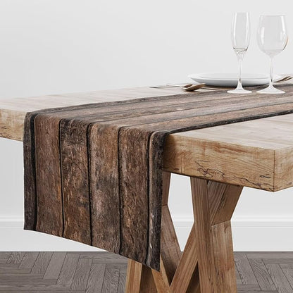 Brown Wood Rustic Table Runner Lumbers Colors Wooden Barn Door Farmhouse - Image 2