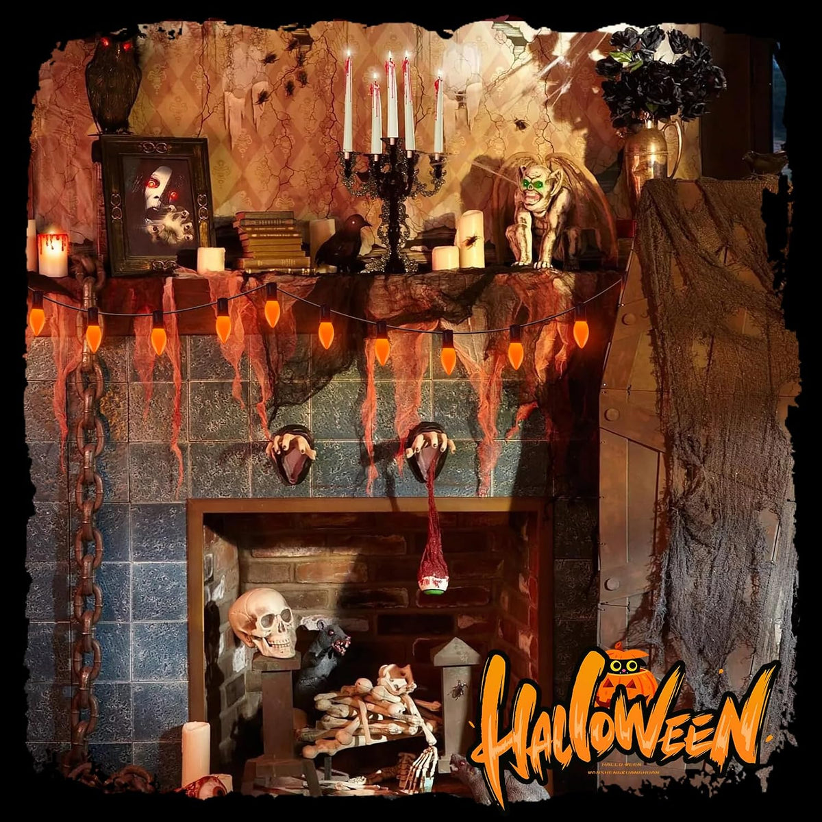 C9 LED Orange Halloween String Lights 25Ft Outdoor Christmas Decorations Lights with 26 LED Shatterproof Orange Bulbs, Hanging Christmas Lights for Outdoor Patio Roofline Backyard Party Garden Lawn