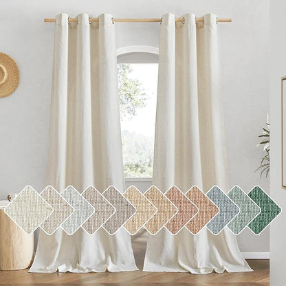 NICETOWN Natural Linen Doorway Curtains 80 inches Long, Grommet Thick Linen by NICETOWN