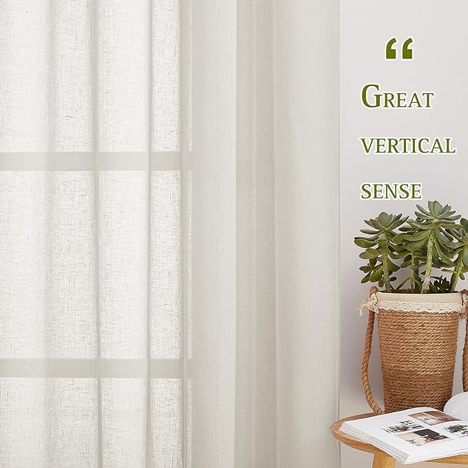 NICETOWN Semi Sheer Linen Curtains 54 inch Long - Image 5