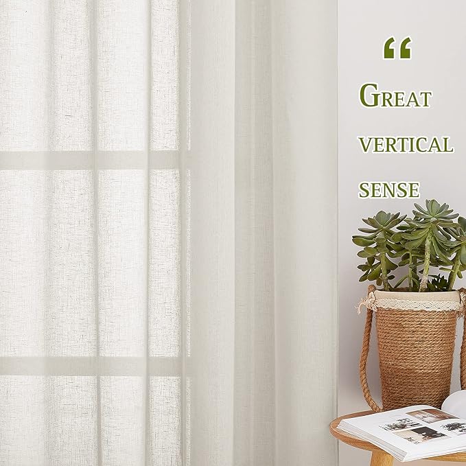 NICETOWN Semi Sheer Linen Curtains - Image 4