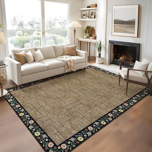 GarveeHome Washable Area Rugs for Bedroom 5x7 Living Room Modern Floral Throw by GarveeHome