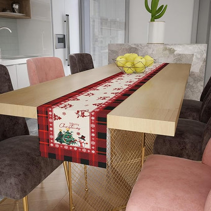 Merry Christmas Table Runner, Snowman Linen Farmhouse Table Runners, Table - Image 7