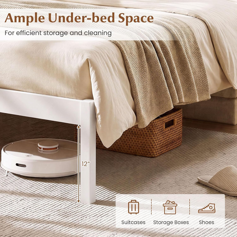 GIANTEX Queen Size Wooden Bed Frame with Curved Headboard