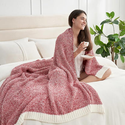 Snuggle Sac Red Throw Blanket for Couch, Super Soft Warm Christmas Red Blankets - Image 3