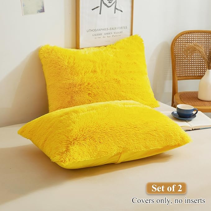XeGe Faux Fur Fluffy Pillow Cases, Plush Shaggy Ultra Soft Furry Pillow Shams - Image 2