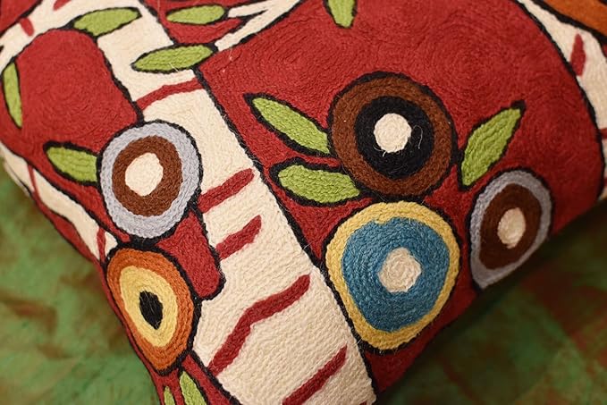 Red Plant Birds Throw Pillow Cover | Karla Gerard Designer Pillowcase Burgundy - Image 4