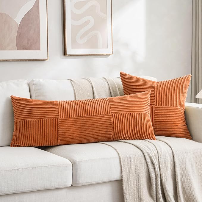 Fancy Homi 2 Packs Orange Fall Decorative Throw Pillow Covers 16x16 Inch - Image 5