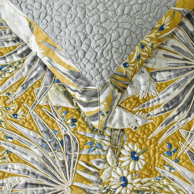 The HomeCentric King/Queen/Twin Grey & Yellow Decorative CA King 86"x18" Bed - Image 3