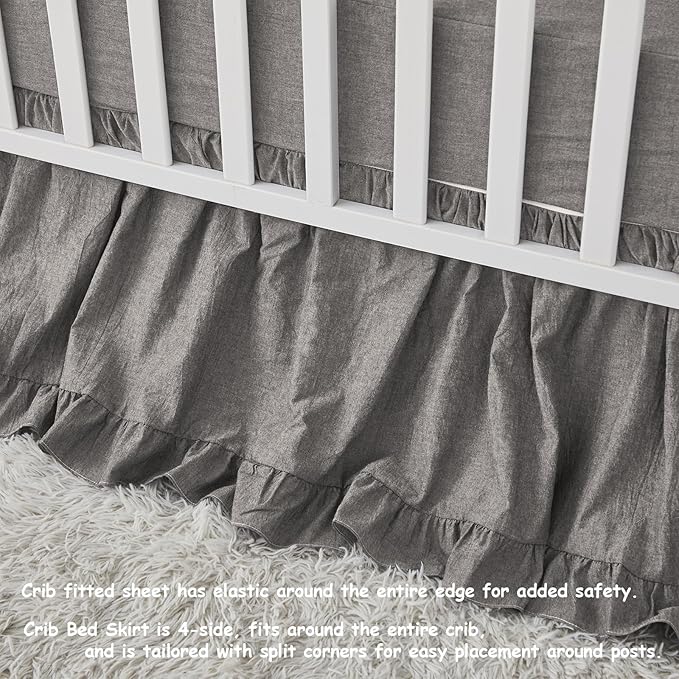Brandream Boho Bohemian Boy Girl Baby Nursery Crib Bed Skirt Dust Ruffle - Image 2