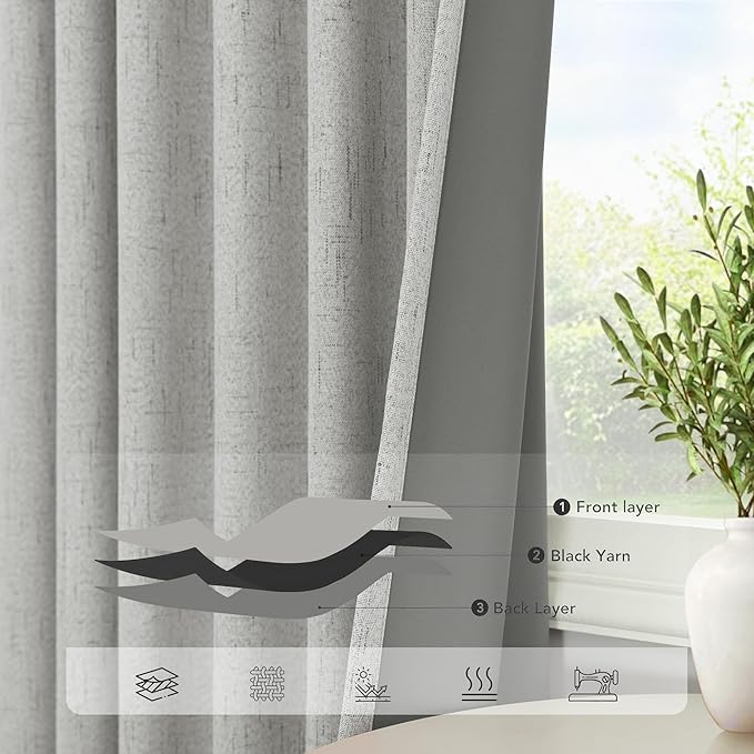 Extra Long White Gray Blackout Curtains 108 Inch Long - Image 4