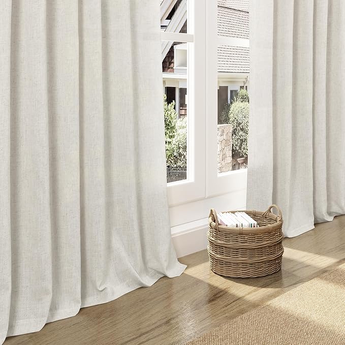 Nanspring Coastal Decor Linen Curtains 96 Inches Long - Image 5