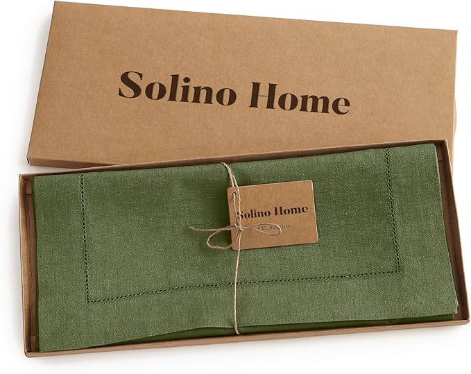 Solino Home Linen Olive Table Runner 144 Inches Long - Image 5