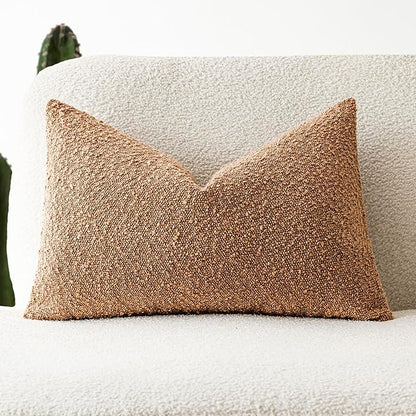 Foindtower Textured Boucle Throw Pillow Covers Accent Solid Lumbar Pillow Cases by Foindtower