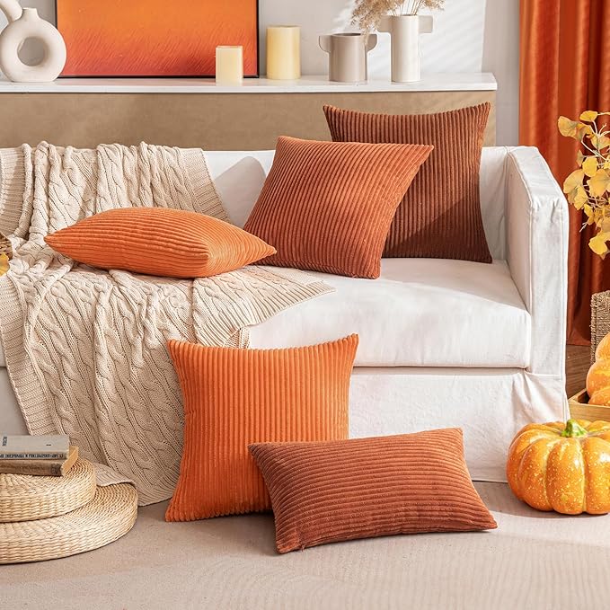 MIULEE Pack of 2 Corduroy Soft Soild Decorative Square Throw Pillow Covers - Image 8