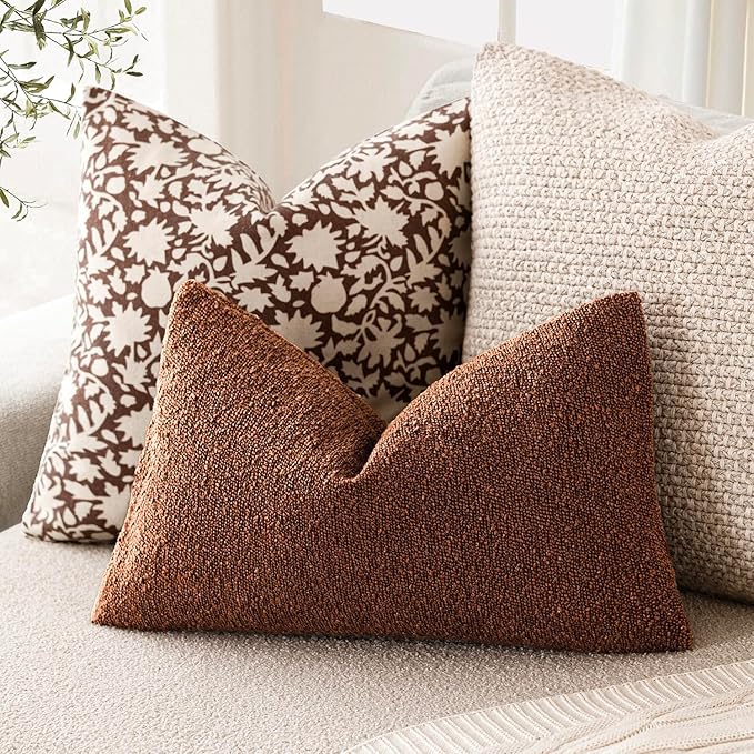 Foindtower Decorative Textured Boucle Throw Pillow Covers Accent Solid Lumbar - Image 5