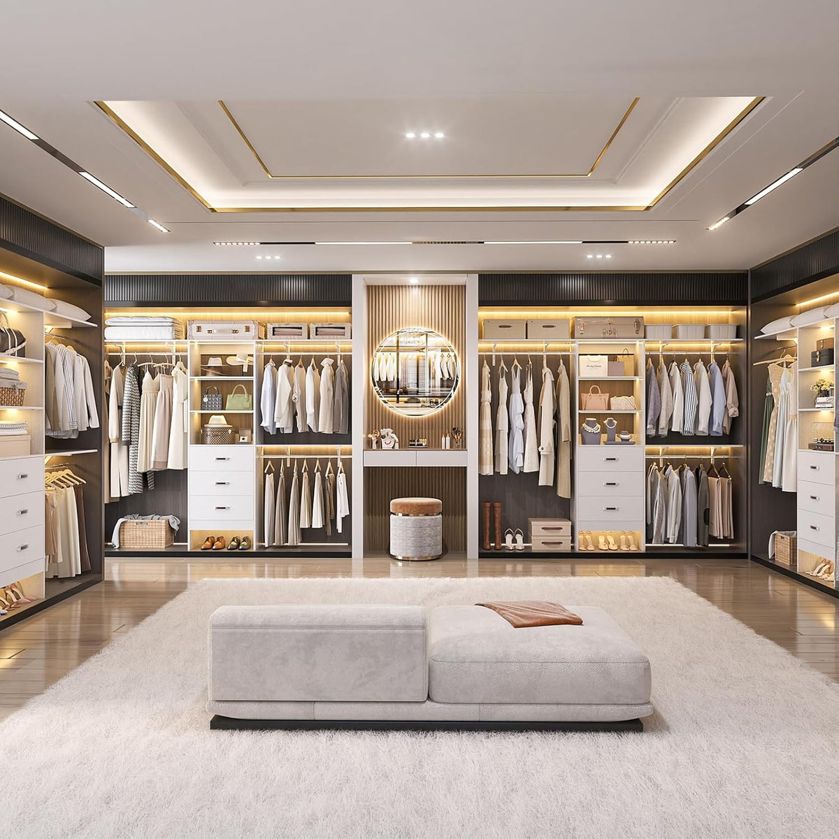 besiost closet system with drawer - 8ft wood shown in use