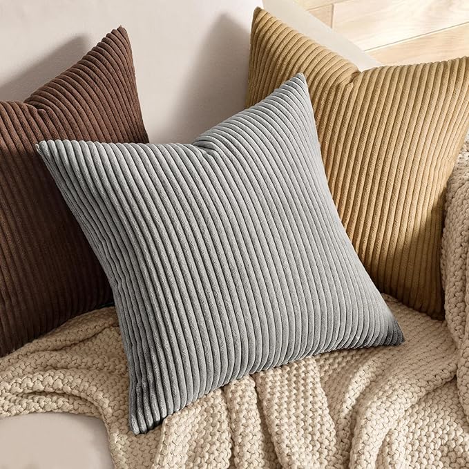 MIULEE Winter Pack of 2 Corduroy Soft Soild Decorative Square Throw Pillow - Image 2