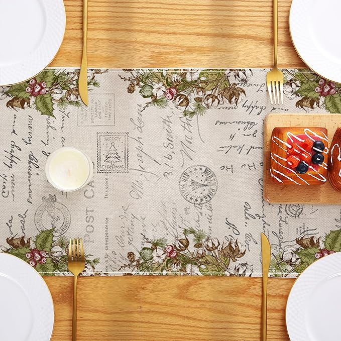 Vintage Christmas Santa Claus Table Runner 13x72 Inch Merry and Bright - Image 5