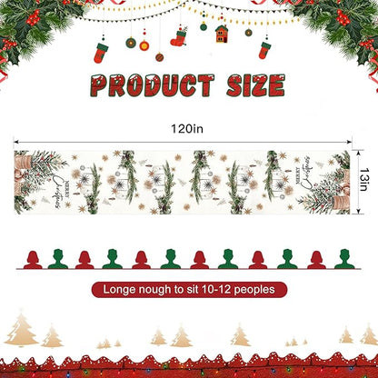 OTOSTAR Xmas Trees Holly Pine Cone Merry Christmas Table Runner, Xmas Seasonal - Image 6