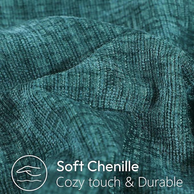 Stellhome Soft Decorative Chenille Pillow Covers 18x18 Inch Natural Teal Boho - Image 2
