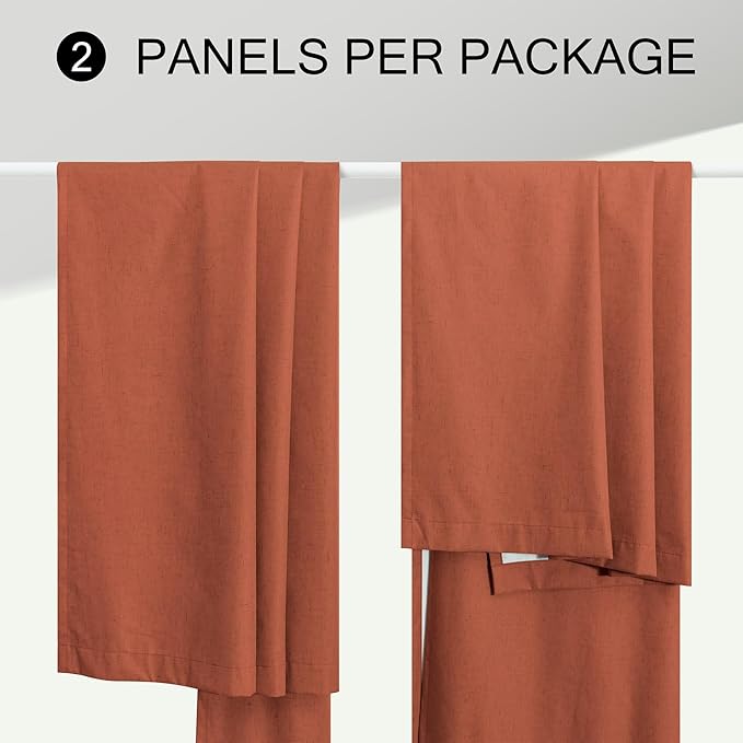 Patio Sliding Glass Doors Curtains 108 Inches Long 2 Panel Blackout Linen - Image 9