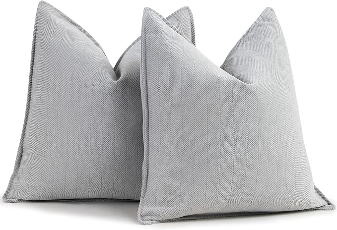 ZWJD Light Gray Pillow Covers 18x18 Set of 2 Chenille Throw Pillow Covers by ZWJD