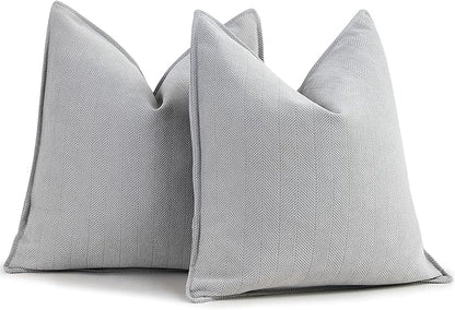 ZWJD Light Gray Pillow Covers 18x18 Set of 2 Chenille Throw Pillow Covers by ZWJD