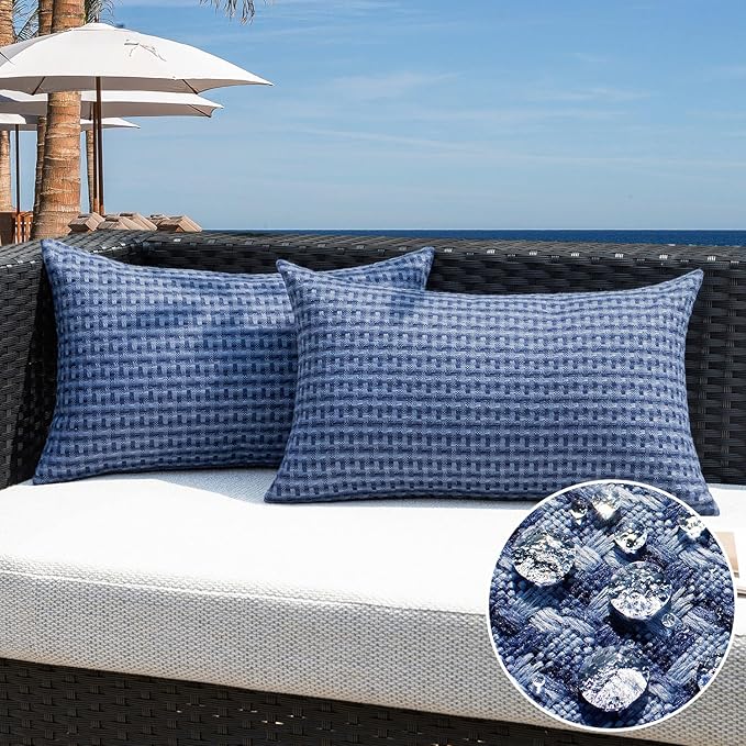 Kevin Textile Outdoor Waterproof Throw Pillow Covers Pack of 2 Farmhouse by KevinTextile