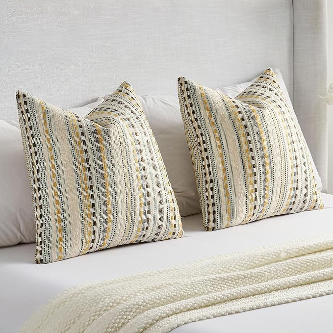 FUTEI Yellow Grey Decorative Throw Pillow Covers 12x20 Inch Set of 2, Soft Cozy - Image 6