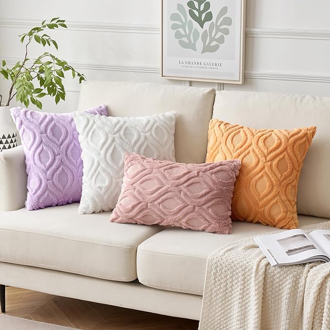 MIULEE Orange Fall Throw Pillow Covers 12x20 Inch, Soft Plush Faux Wool Solid - Image 5