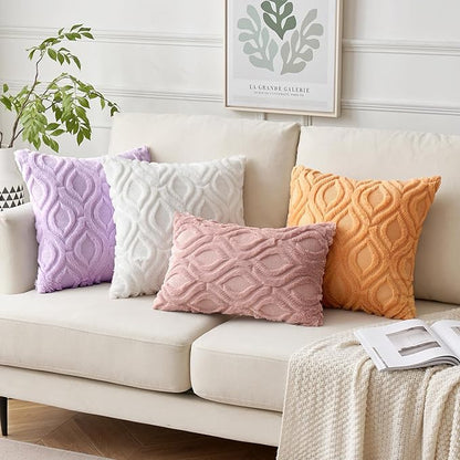 MIULEE Orange Fall Throw Pillow Covers 12x20 Inch, Soft Plush Faux Wool Solid - Image 5