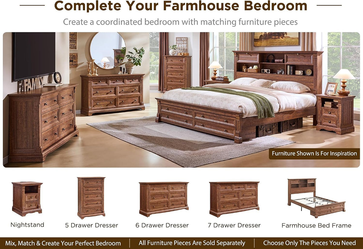 farmhouse queen size bed frame with 54" tall, package contents