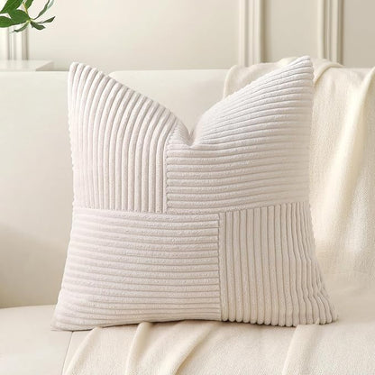 Beige Throw Pillow Covers 22x22 inch, Farmhouse Home Decor, Boho Decorative - Image 6