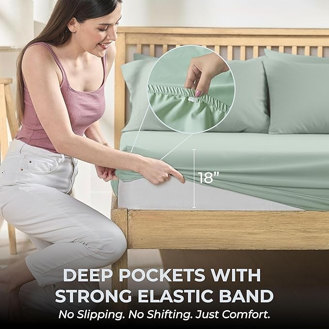 100% Natural Cotton Sheets Queen Size Bed Set | 500 TC Single-Ply Sateen Weave - Image 4